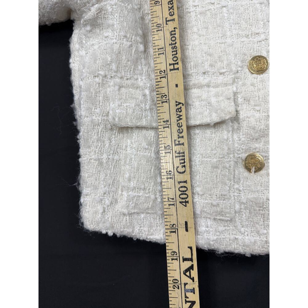 Mark Edwards Studio Tweed Crop Blazer Jacket Sz XS Ivory Blazer - Picture 11 of 12